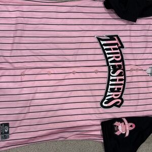 Clearwater Threshers Pink Stripe Men's Baseball Jersey BCA size 48 Phillies